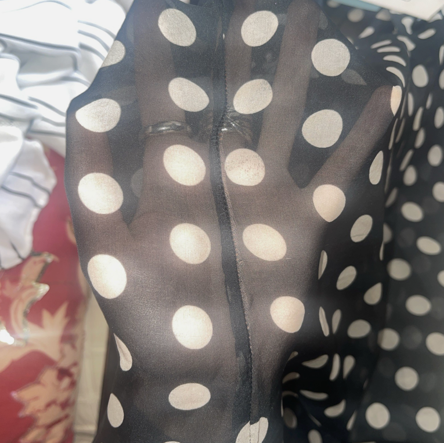 Alexandra Miro Silk Sheer Polka Dot Batwing Mini Kaftan UKM