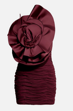 Magda Butrym x H&M Rose Appliquéd Burgundy Satin Mini Dress UK 16