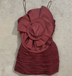 Magda Butrym x H&M Rose Appliquéd Burgundy Satin Mini Dress UK 16