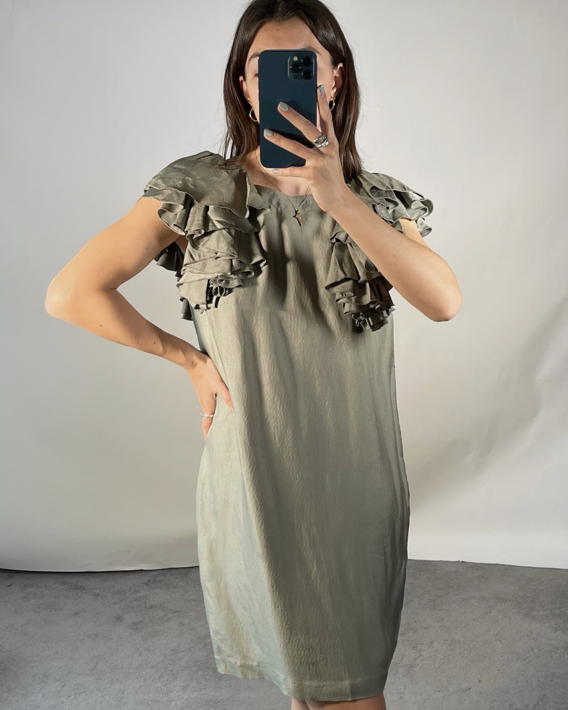 See By Chloe Olive Silk Blend Mini Dress UKM