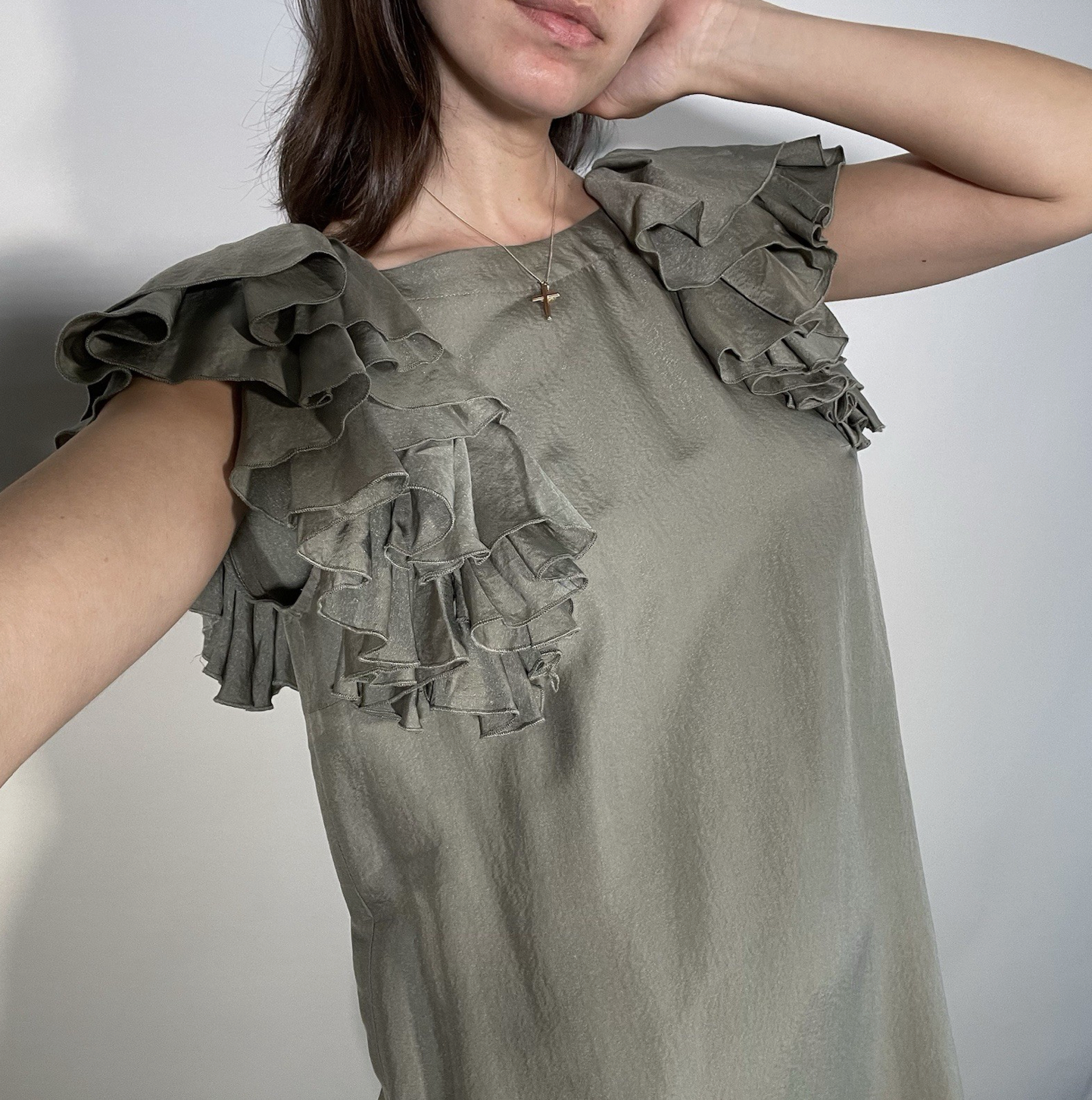 See By Chloe Olive Silk Blend Mini Dress UKM