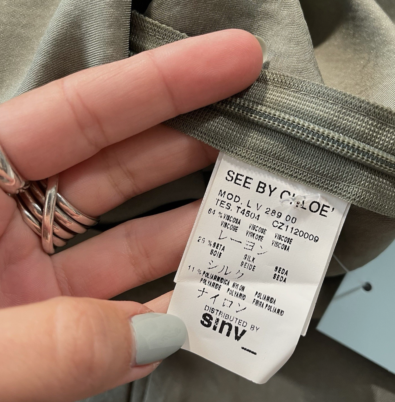 See By Chloe Olive Silk Blend Mini Dress UKM