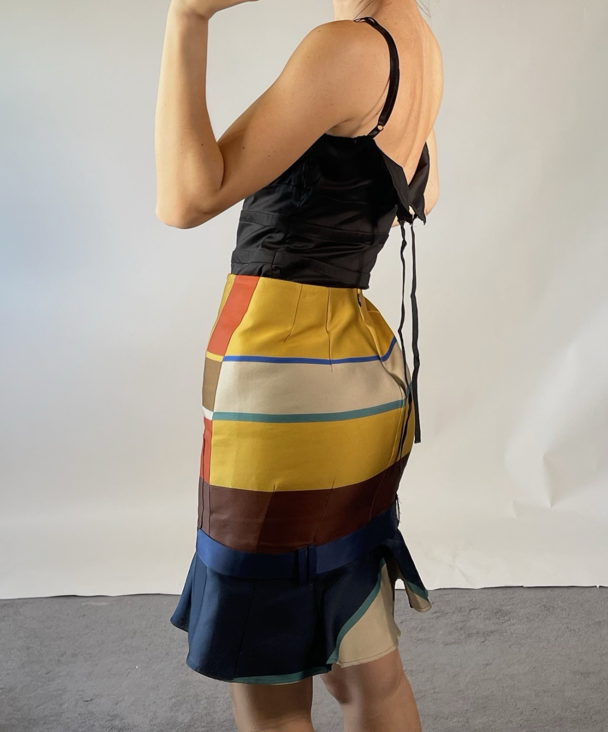 Ostwald Helgason Striped Silk Mini Skirt UK8