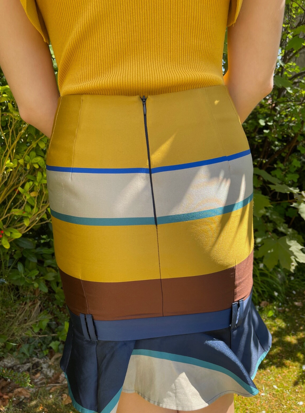 Ostwald Helgason Striped Silk Mini Skirt UK8