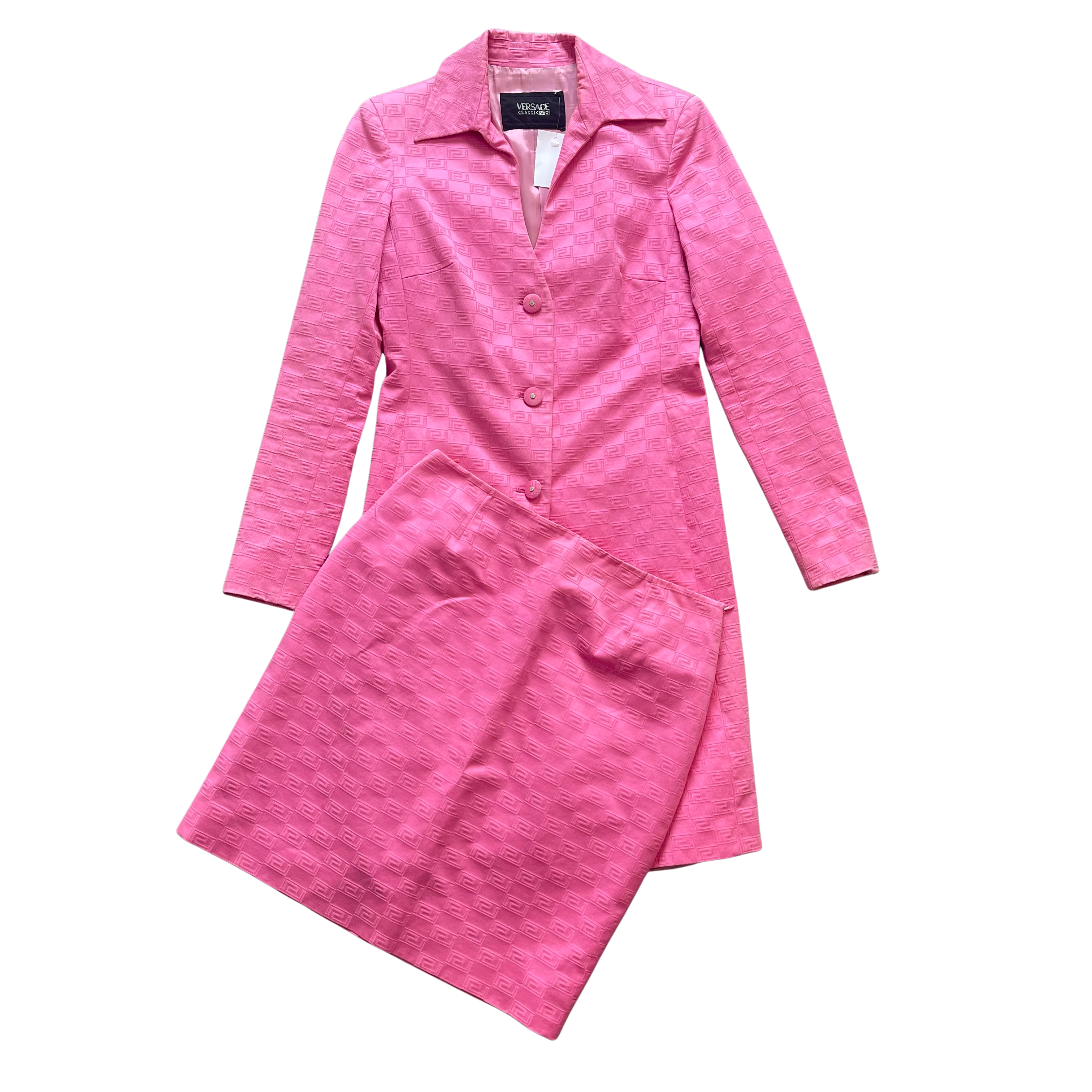 Versace Classic V2 UK12 Pink Skirt Suit