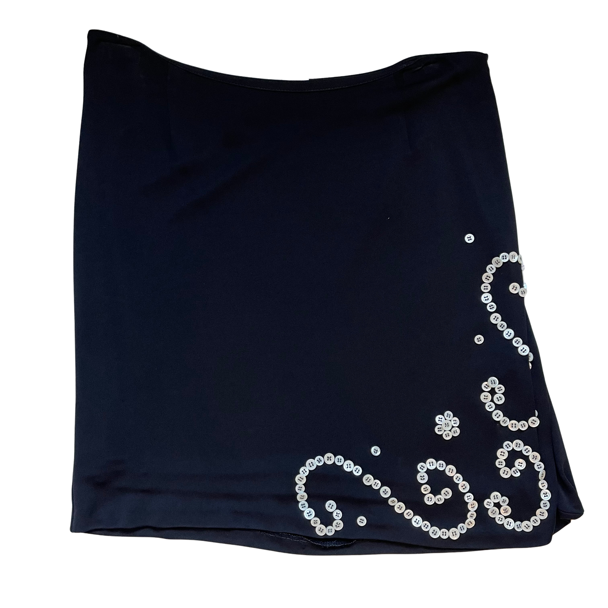 Ozbek Vintage Black Button-Embellished Mini Skirt